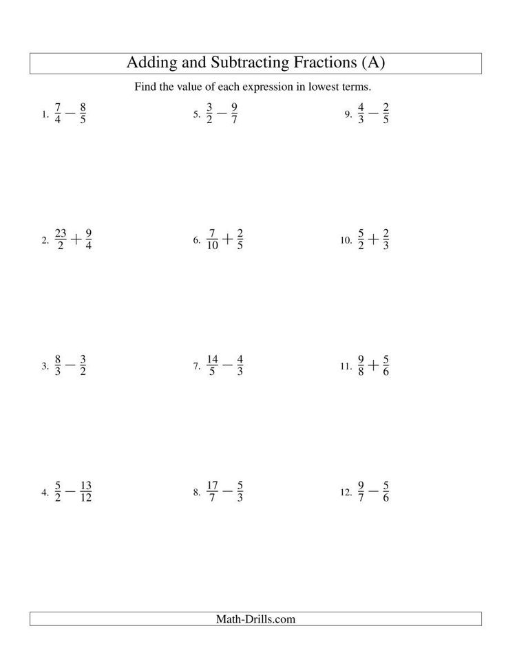 2 Adding And Subtracting Fractions With Like Denominators Worksheets