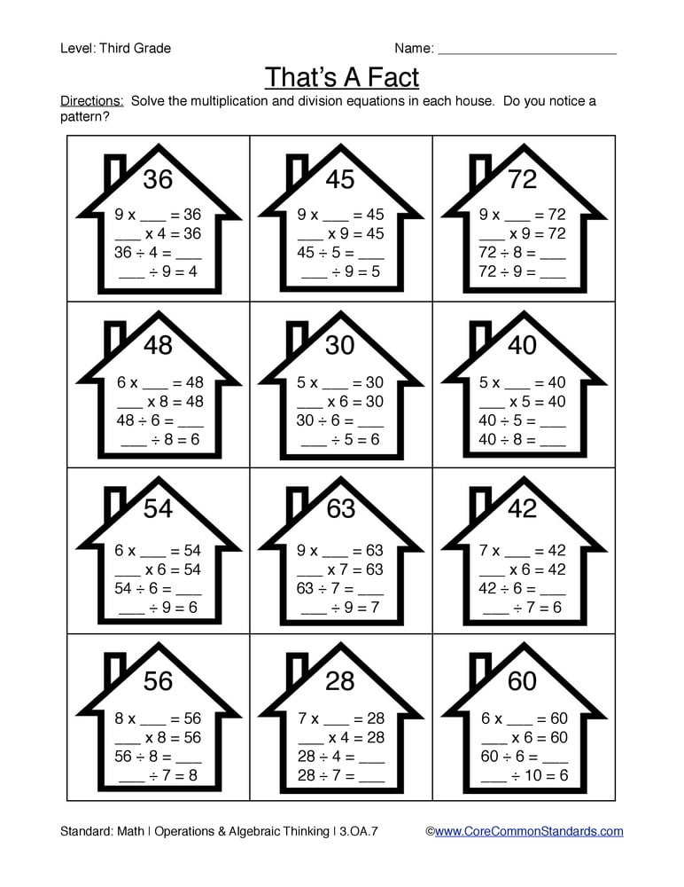 3 OA 7 Common Core Worksheets WorksheetsCity