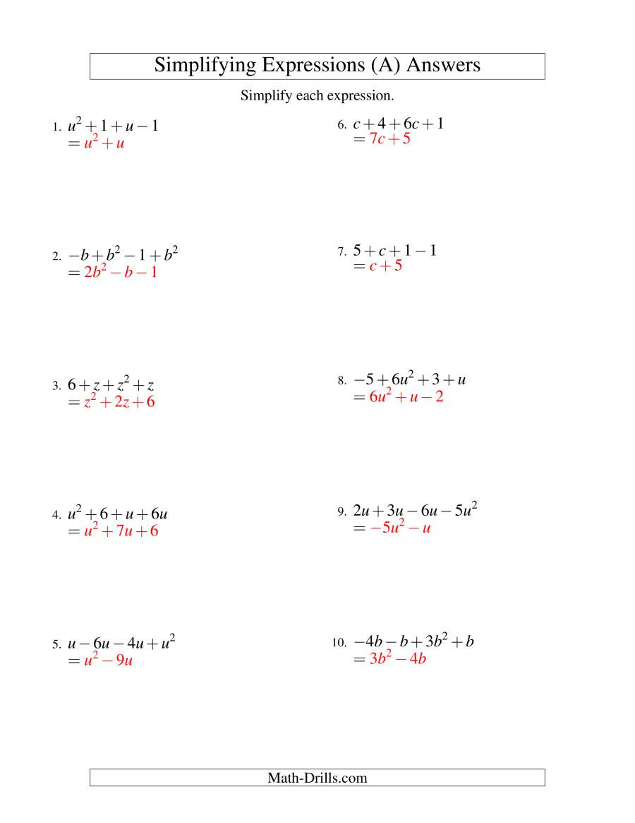 30 Combining Like Terms Worksheet Pdf Education Template