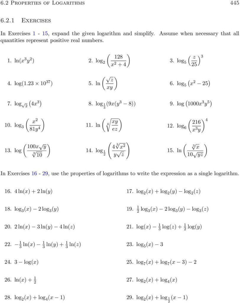 30 Logarithm Worksheet With Answers Education Template