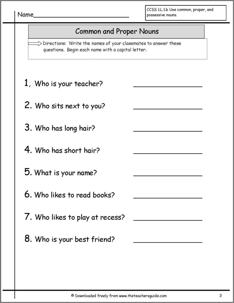3rd Grade Proper Nouns Worksheet Worksheet Resume Examples