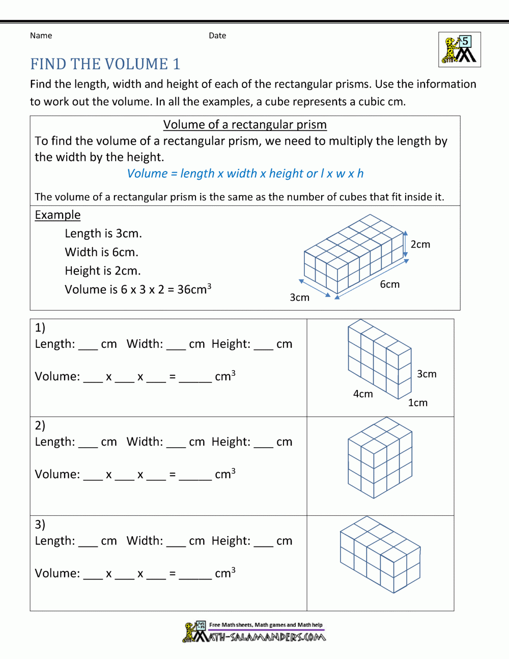 5th Grade Volume Worksheets Volume Of Cube And Cuboid Worksheet For