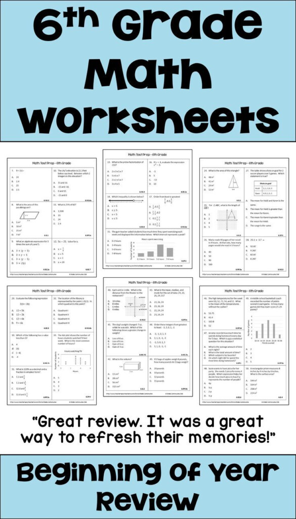 6th Grade Math Review And Test Prep Worksheets Digital And Printable 