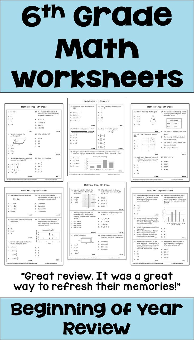 6th Grade Math Review And Test Prep Worksheets Digital And Printable 