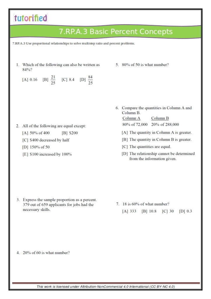 7th Grade Common Core Math Worksheets Math Worksheet Answers
