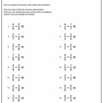 Adding Fractions With Common Denominators Worksheets