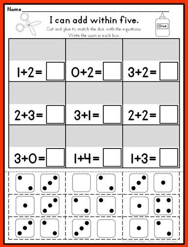 Addition And Subtraction Printables For Kindergarten Math Common Core 