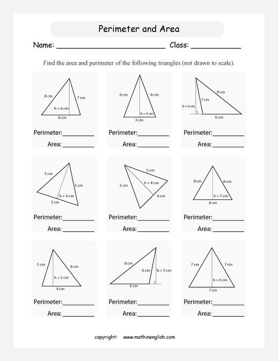 Area Of A Triangle Free Printable Worksheets Learning How To Read