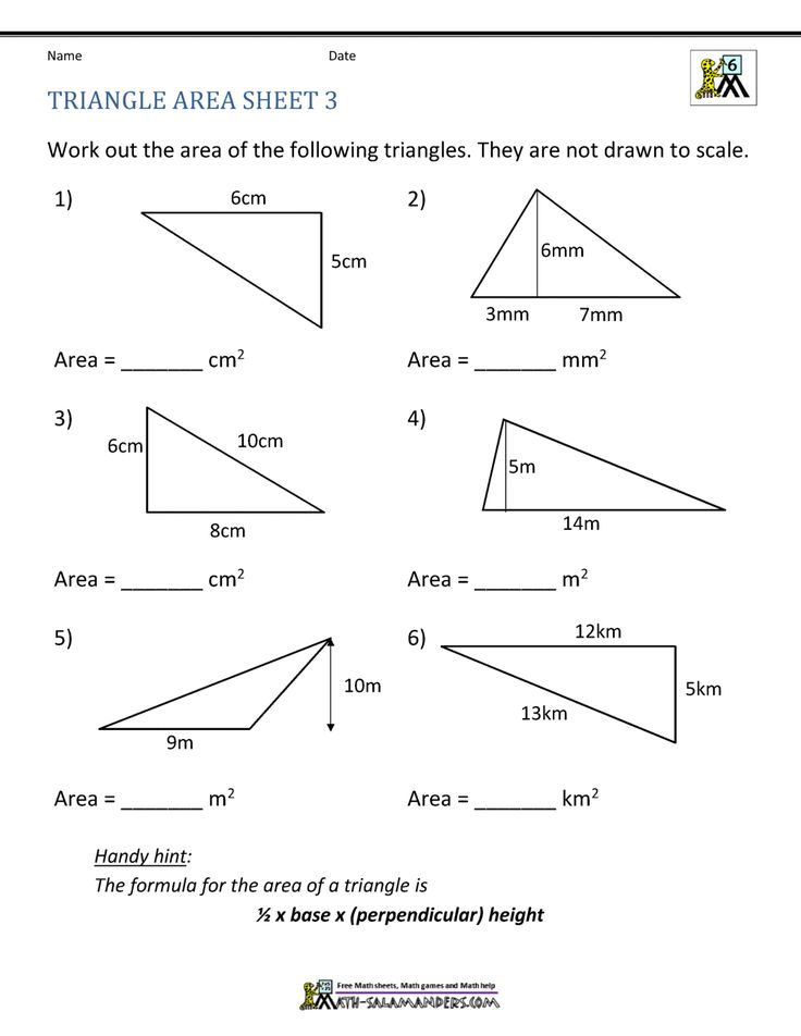 Area Of Right Triangle Worksheets Math Practice Worksheets Triangle