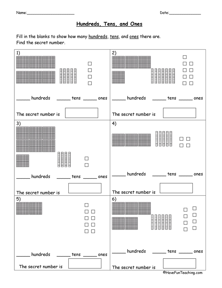 Base 10 Blocks Place Value Worksheet Have Fun Teaching