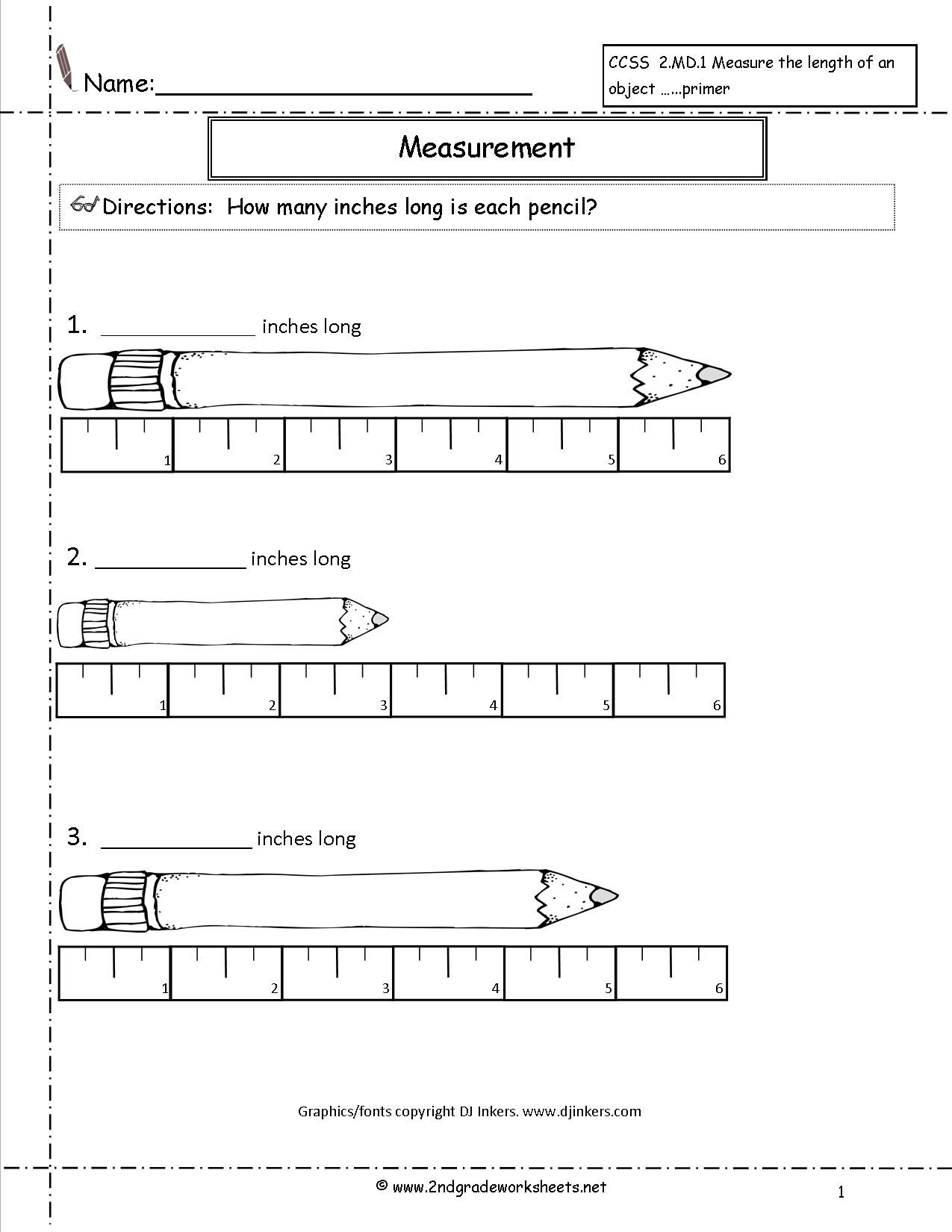 CCSS 2 MD 1 Worksheets Measuring Worksheets 2nd Grade Math 