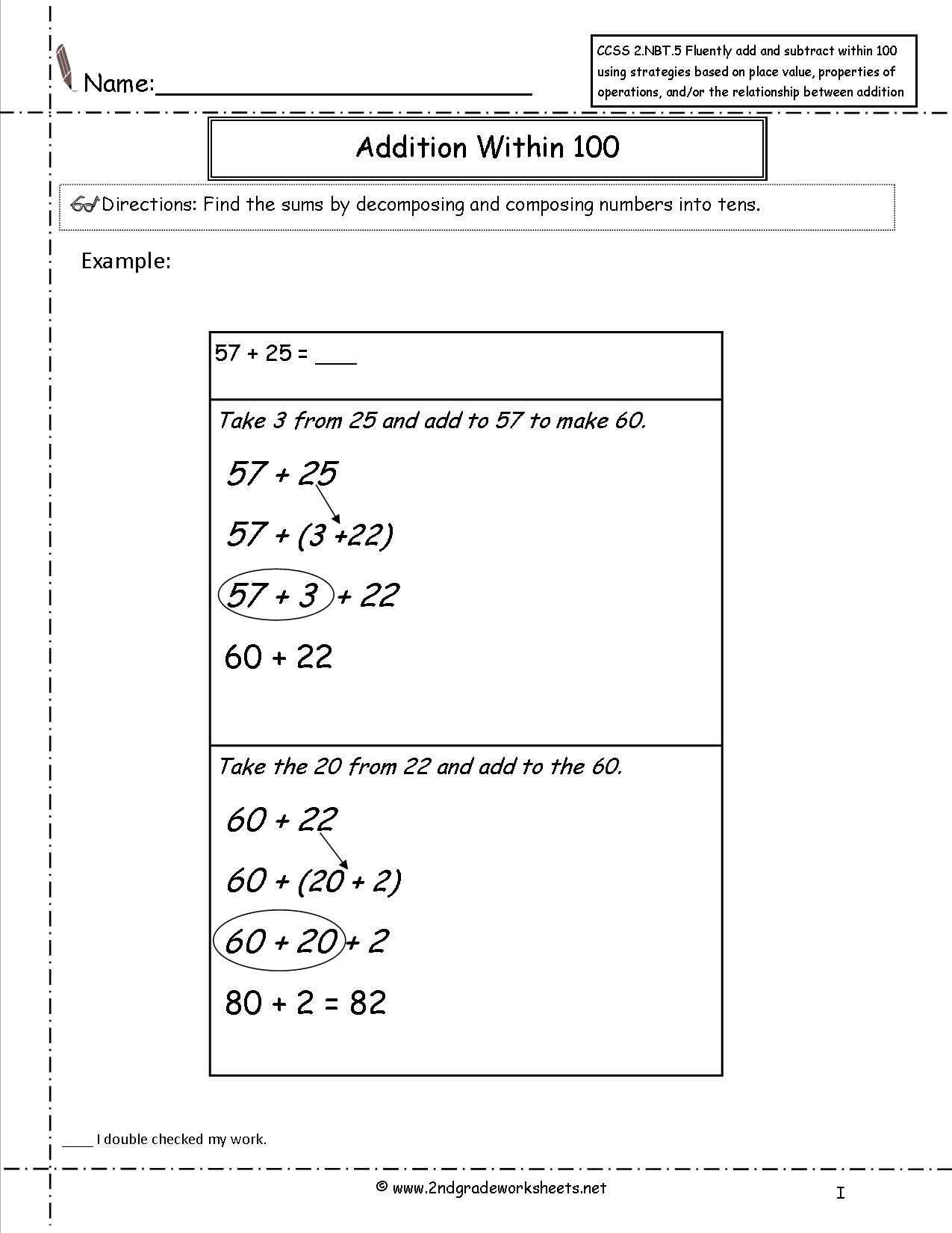 Ccss 2Nbt5 Worksheets Two Digit Addition And Subtraction Db excel