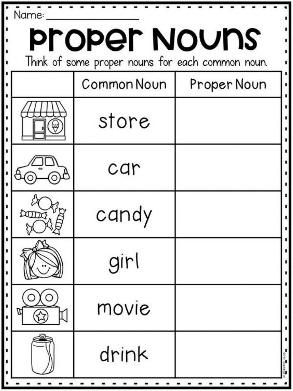 Common And Proper Noun Worksheet