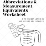 Common Cooking Abbreviations Measurement Equivalents Worksheet