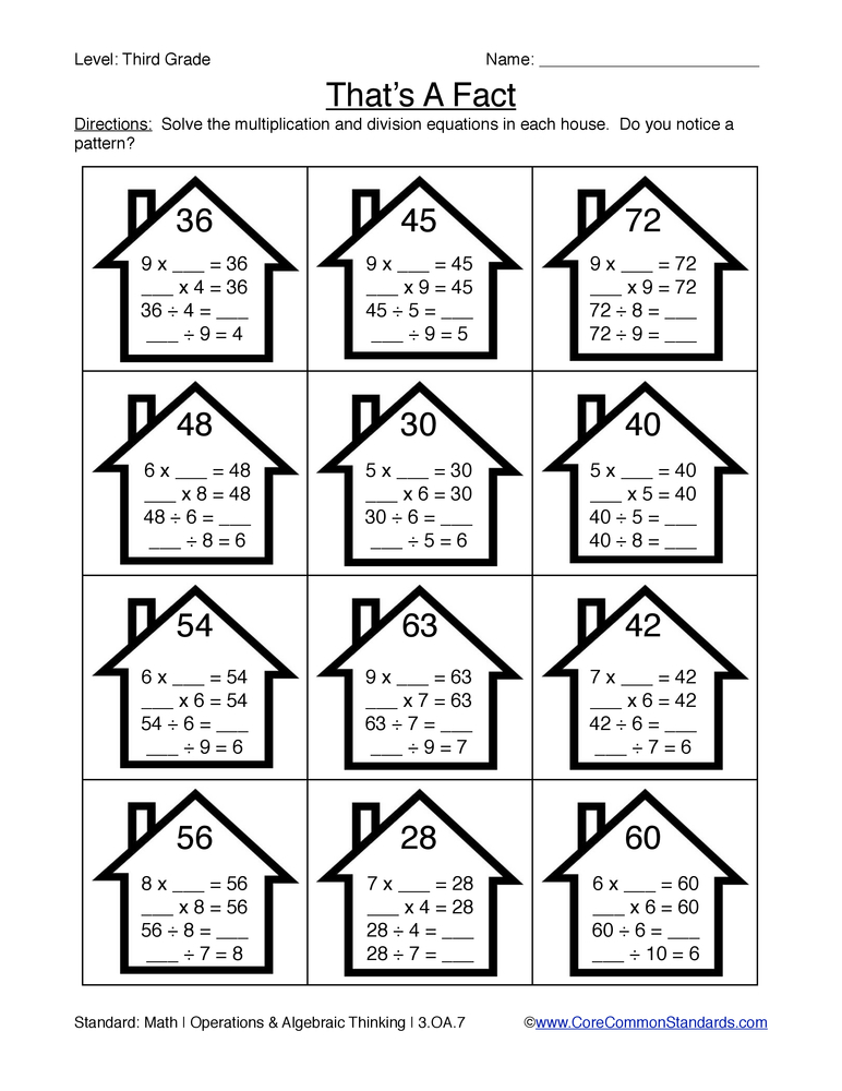 Common Core Worksheet 3 OA 7 Free Worksheets