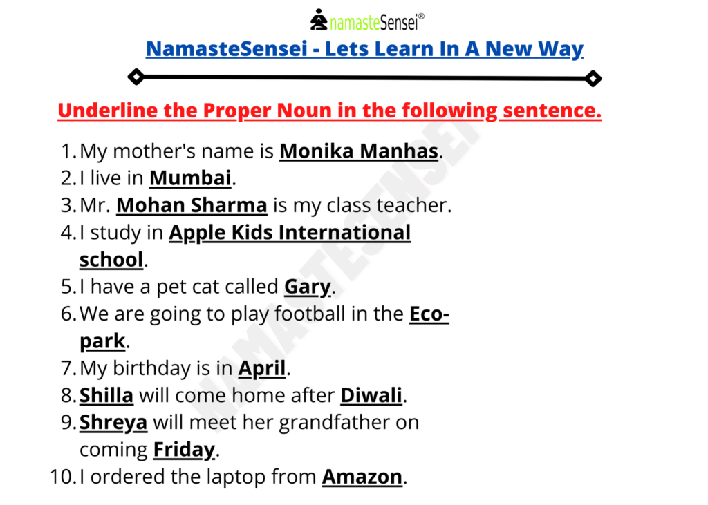Common Noun And Proper Noun Worksheet For Class 2 PDF