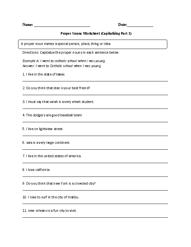 Common Noun Proper Noun Worksheet For Class 4 Worksheets Joy