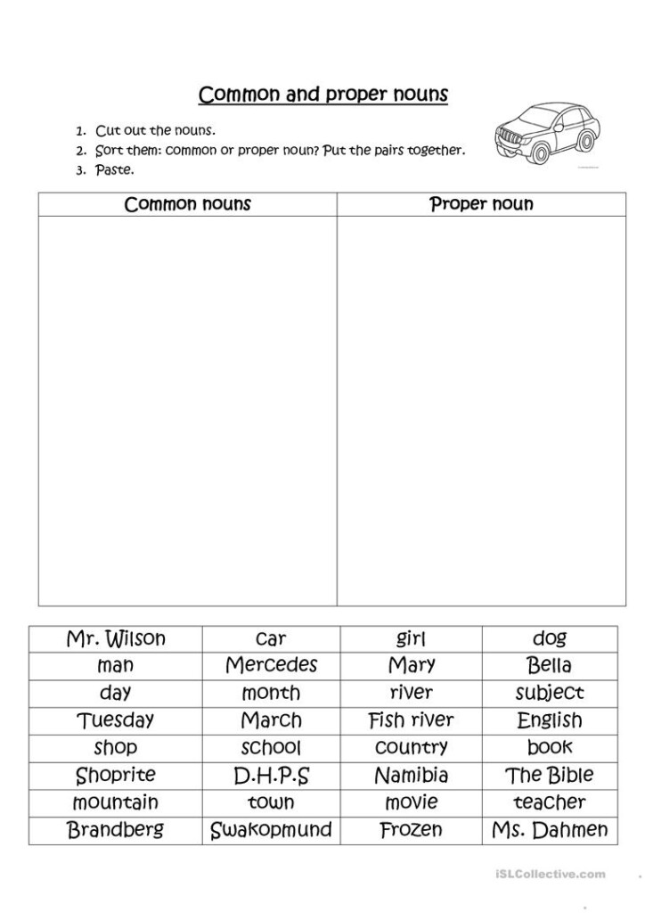 Common Nouns Worksheets