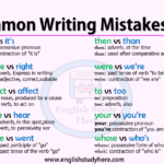 Common Writing Mistakes In English English Study English Writing
