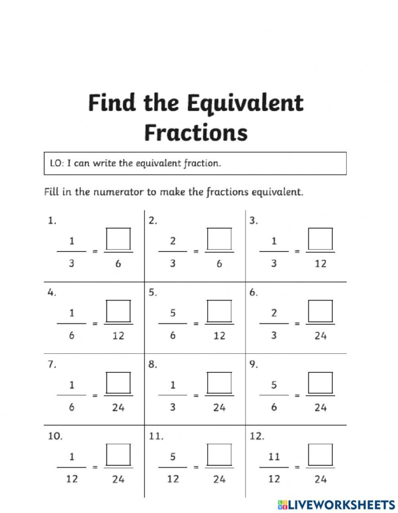 Comparing Fractions 6th Grade Worksheet