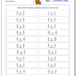 Comparing Fractions Using Cross Multiplication Worksheets Times