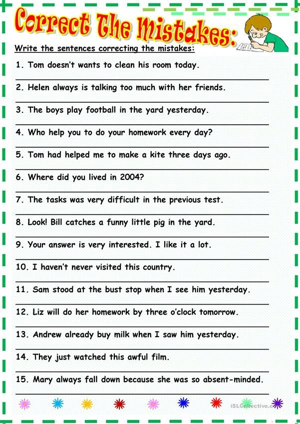 Correct The Mistakes English ESL Worksheets Learn English Words