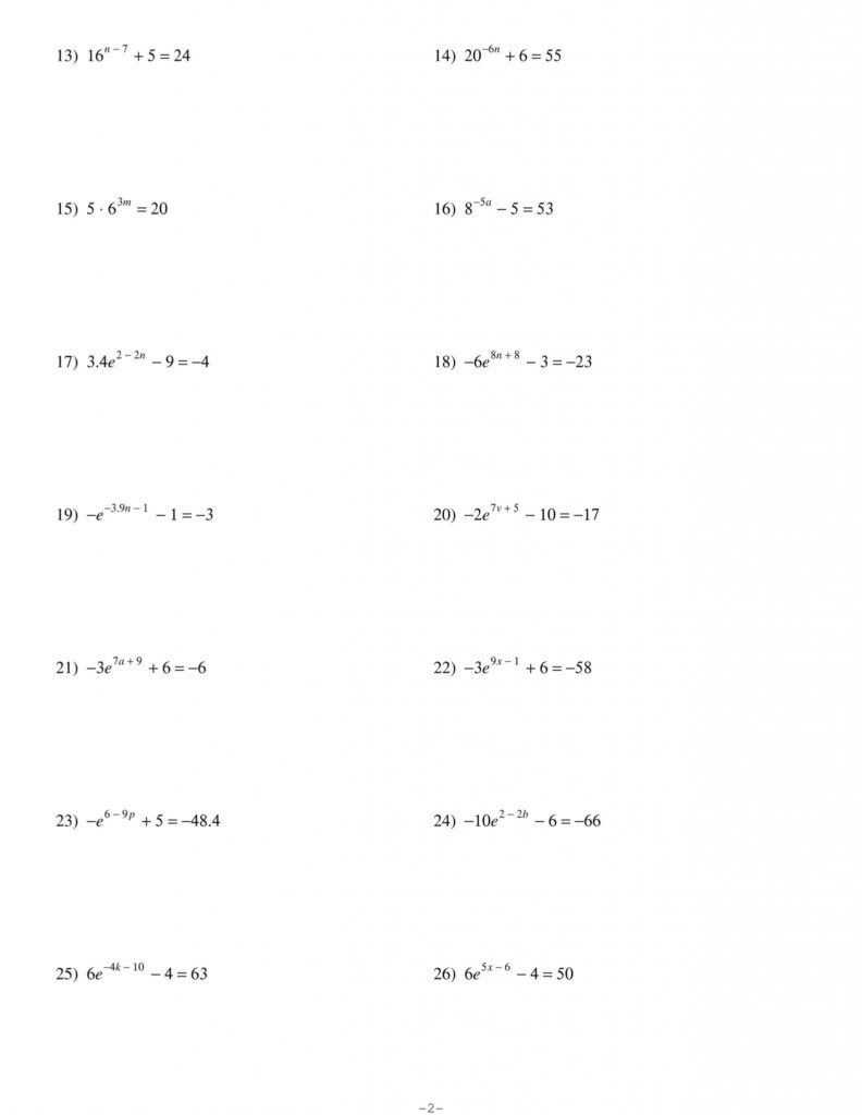 Download Free Solving Exponential Equations Using Logarithms Worksheet 