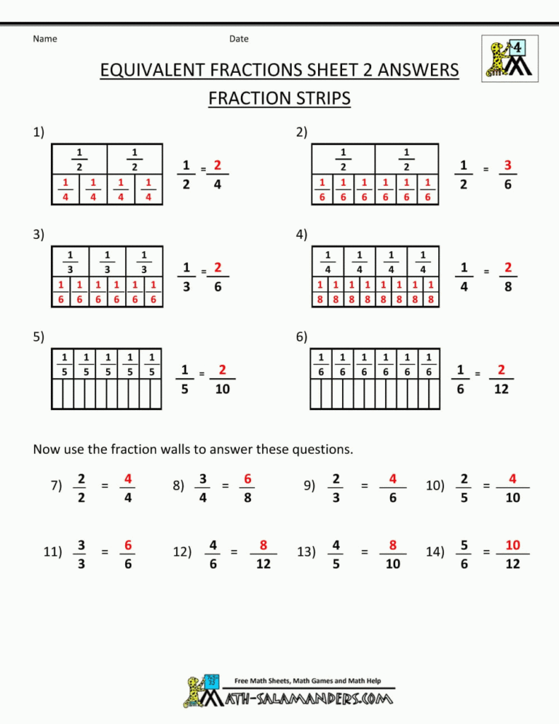 Equivalent Fractions Worksheet 4th Grade Pdf Printable 4th Grade 