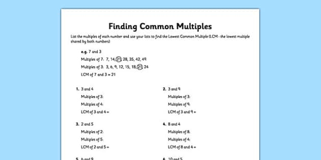 Finding The LCM Worksheet Maths Resources teacher Made 