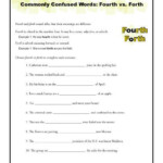 Fourth Vs Forth Worksheet Easily Confused Words