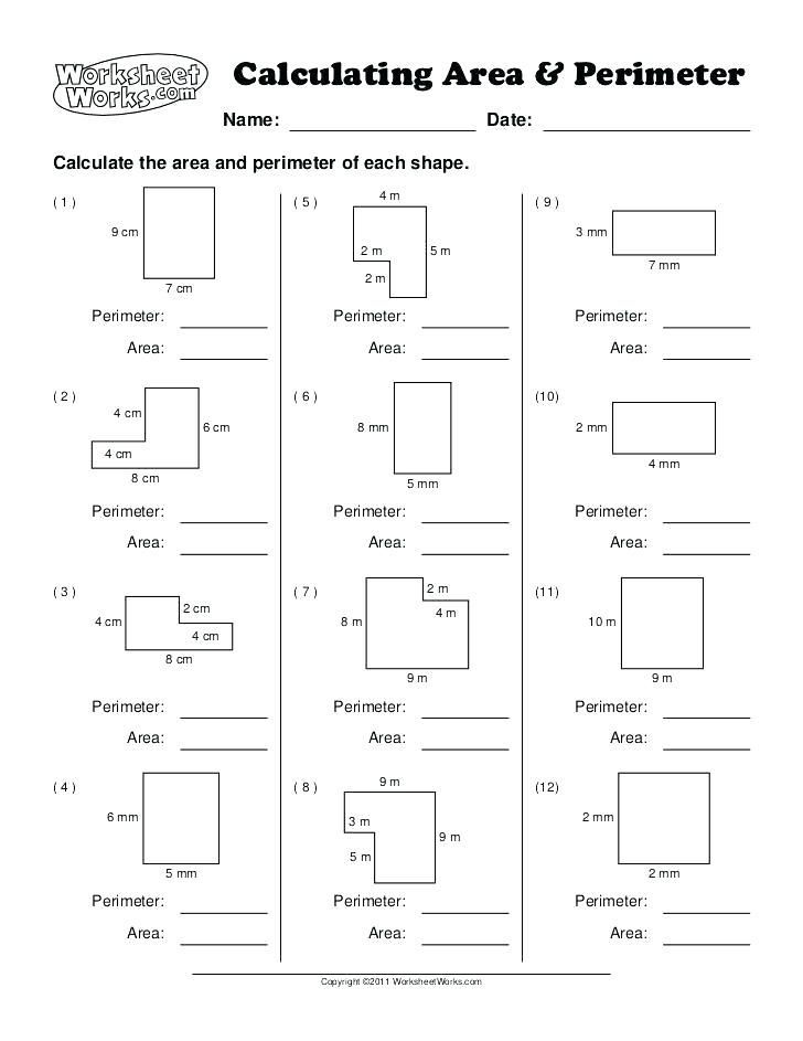 Free Perimeter And Area Worksheets Grade 6 Ruth Bandy s Free Math