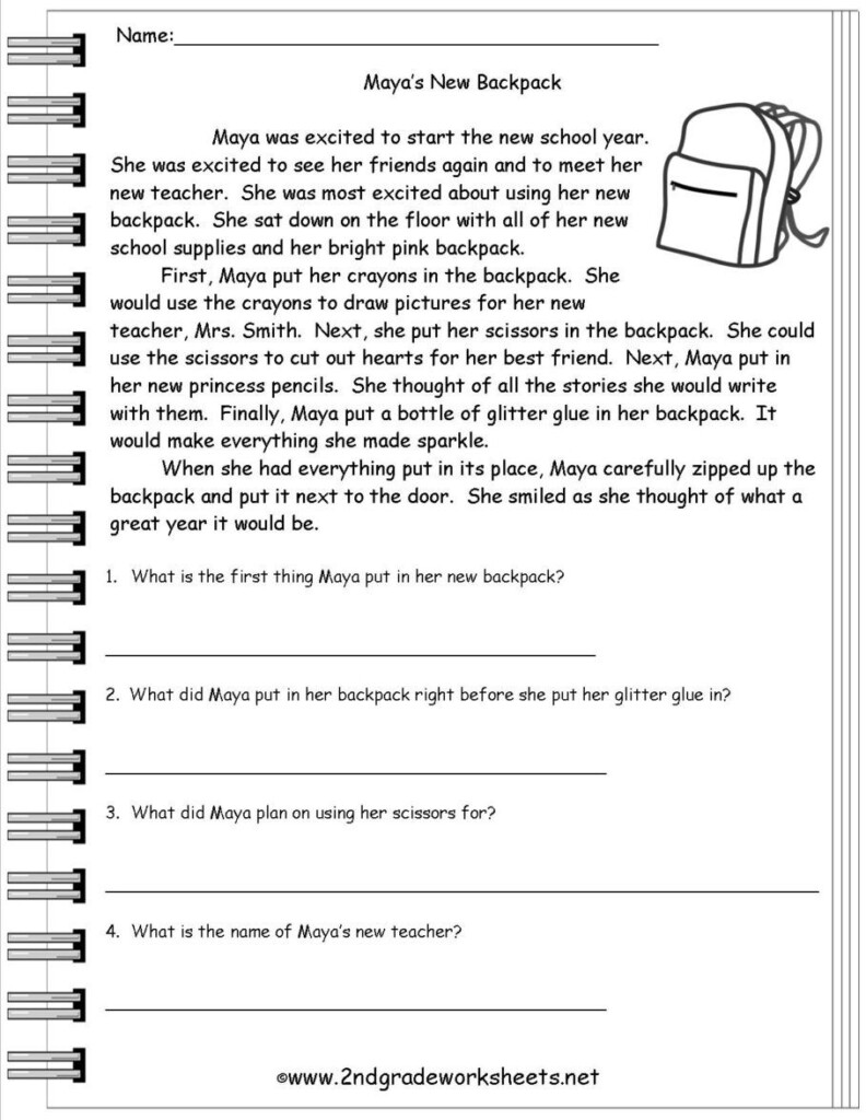 Free Reading Comprehension Worksheets 3rd Grade Googl 2nd Grade 