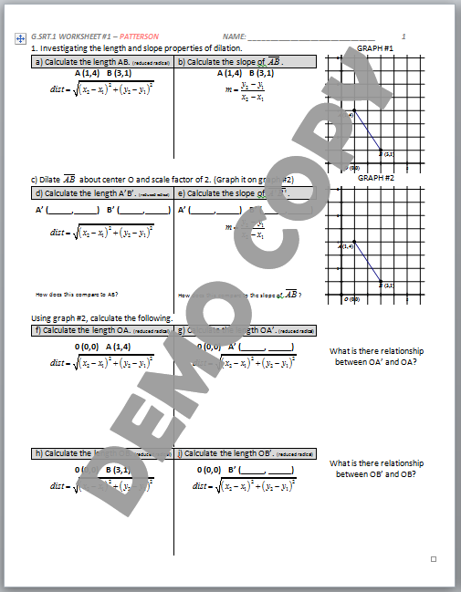 G Srt A 1 Worksheet 4 Geometry Common Core Answers Common Core Worksheets