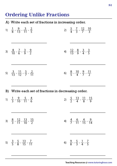 Grade 4 Math Worksheet Comparing Proper Fractions K5 Learning Adding 