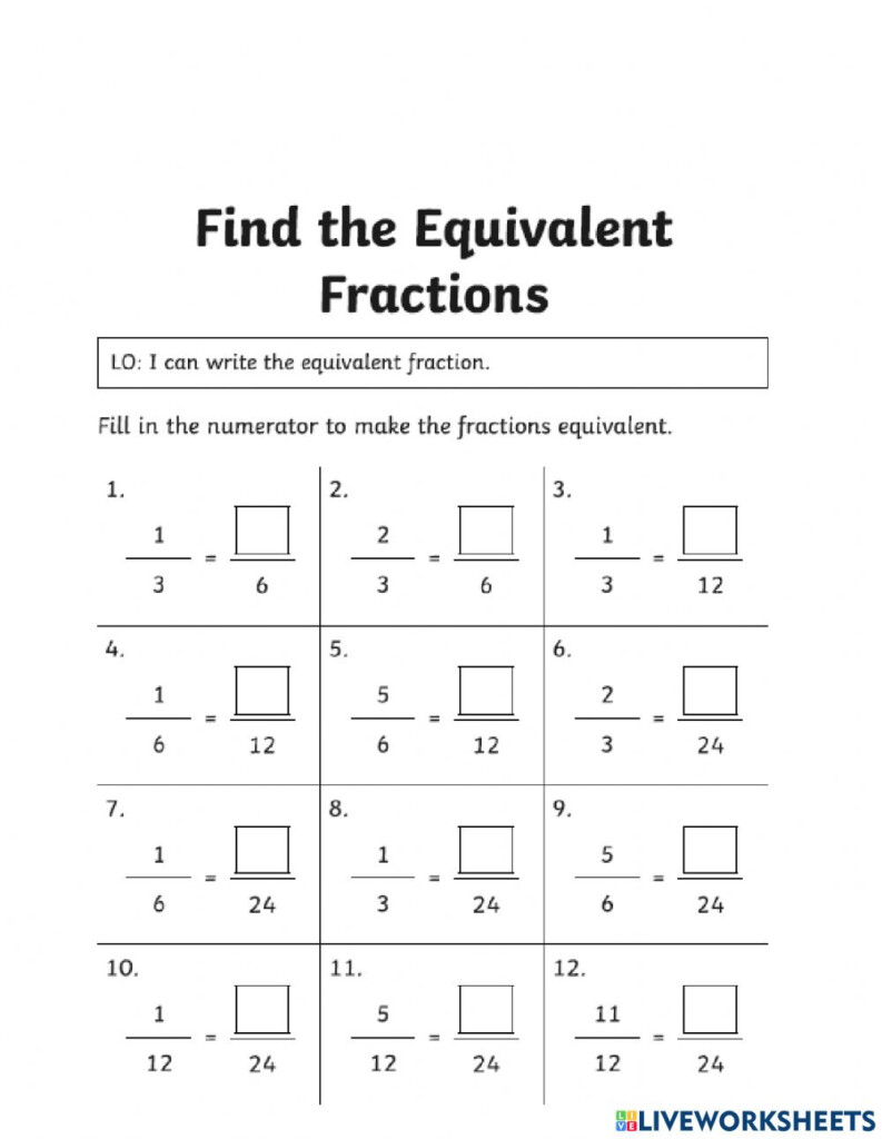 Grade 4 Math Worksheets Equivalent Fractions K5 Learning Grade 4 