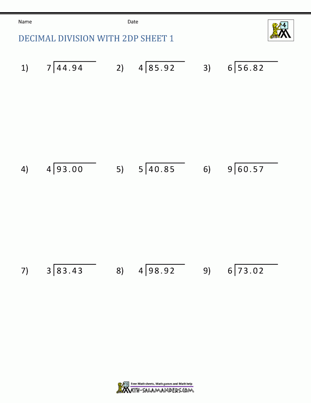 Grade 6 Long Division Worksheets With Answers Askworksheet