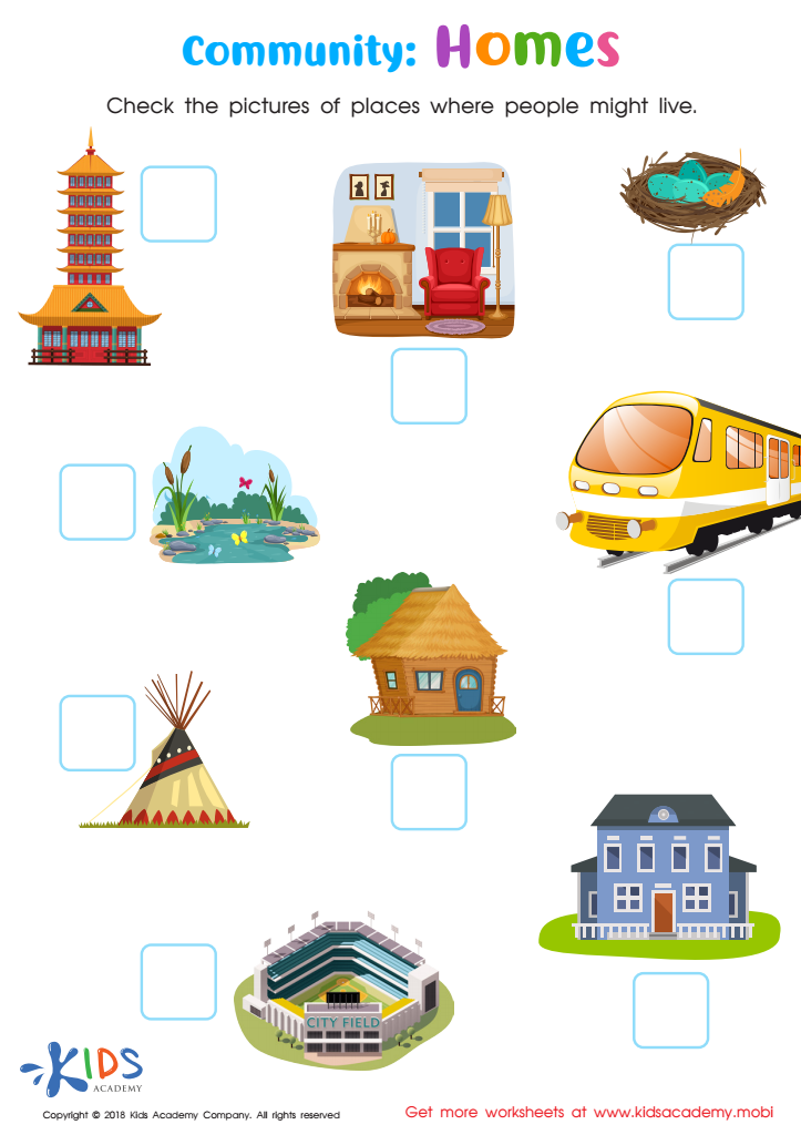 Homes Community Worksheet Free Printable PDF