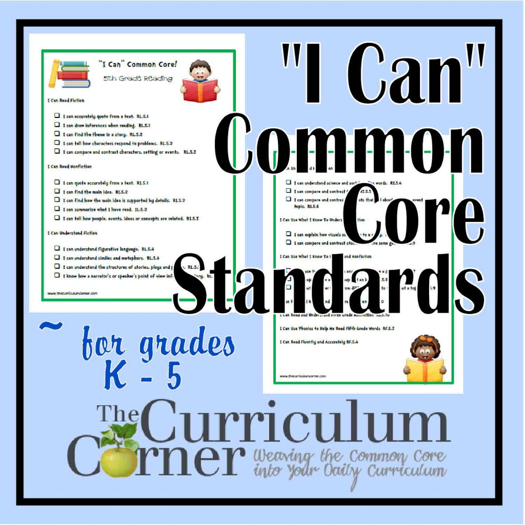 I Can Common Core Standards For K 6