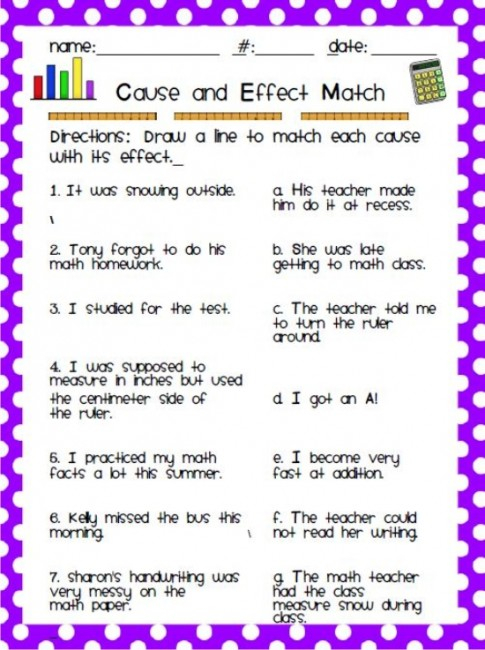 Identifying Cause And Effect Worksheets