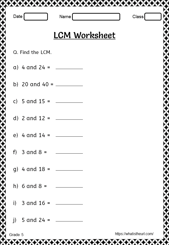 Least Common Multiple LCM Worksheets Common Multiples Least Common
