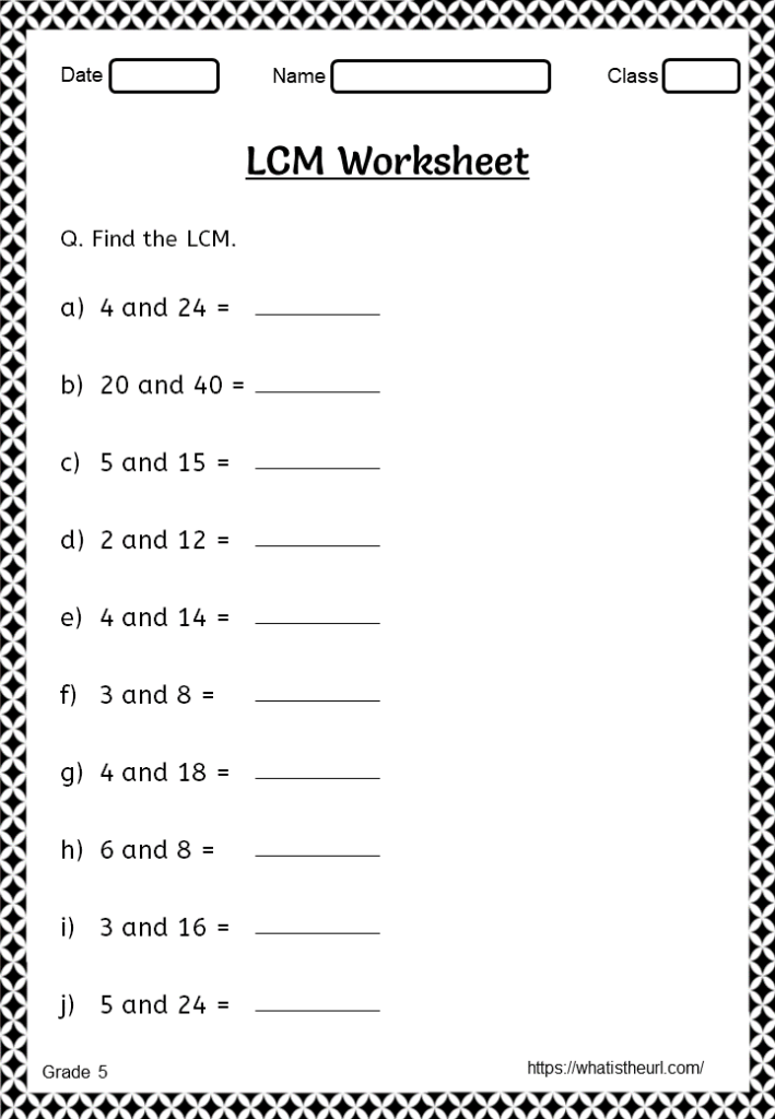 Least Common Multiple LCM Worksheets Common Multiples Least Common 