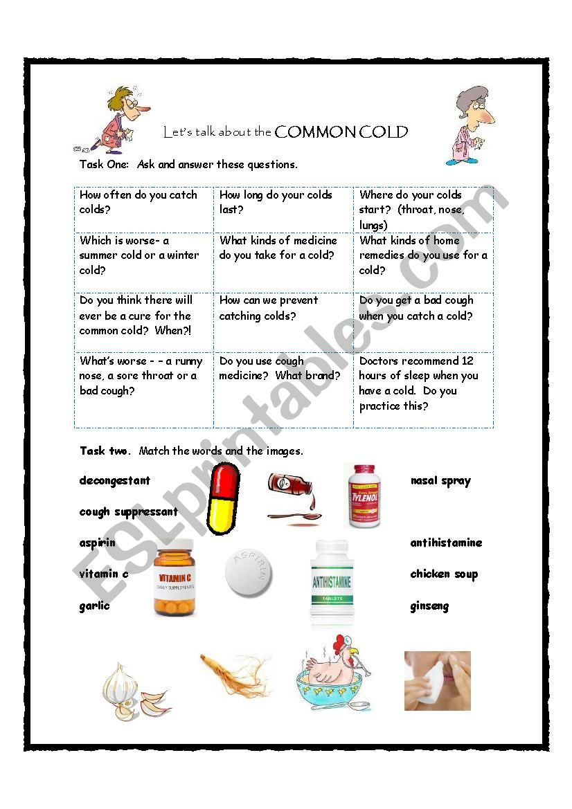 Let s Talk About The Common Cold ESL Worksheet By EstherLee76