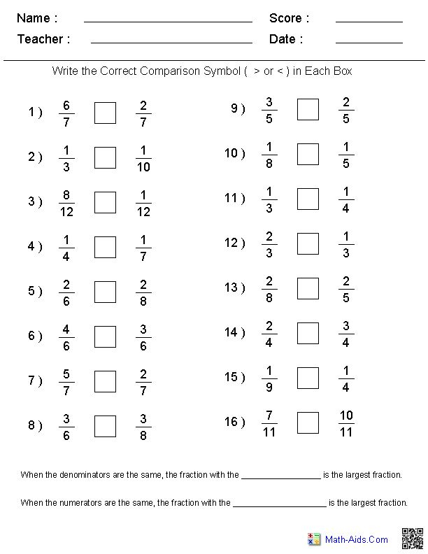 Lowest Common Denominator Worksheet Fractions Worksheets Math 