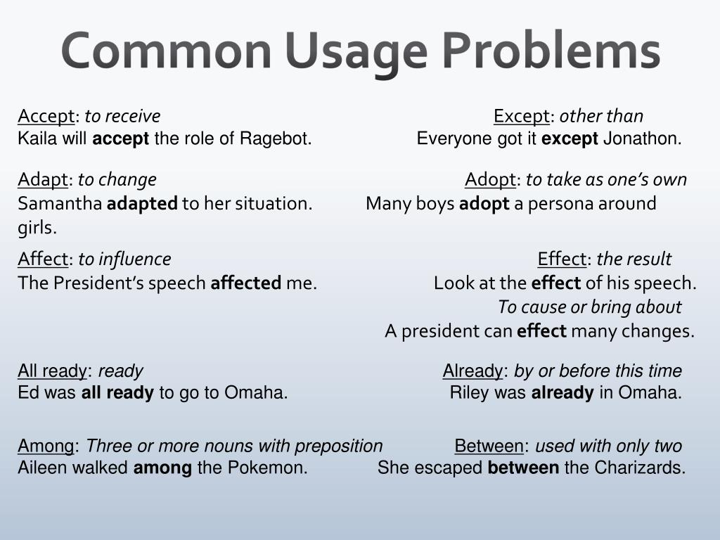 Common Usage Problems Examples