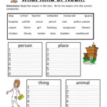 Noun Sorting Worksheet Nouns Worksheet Nouns Worksheet Kindergarten