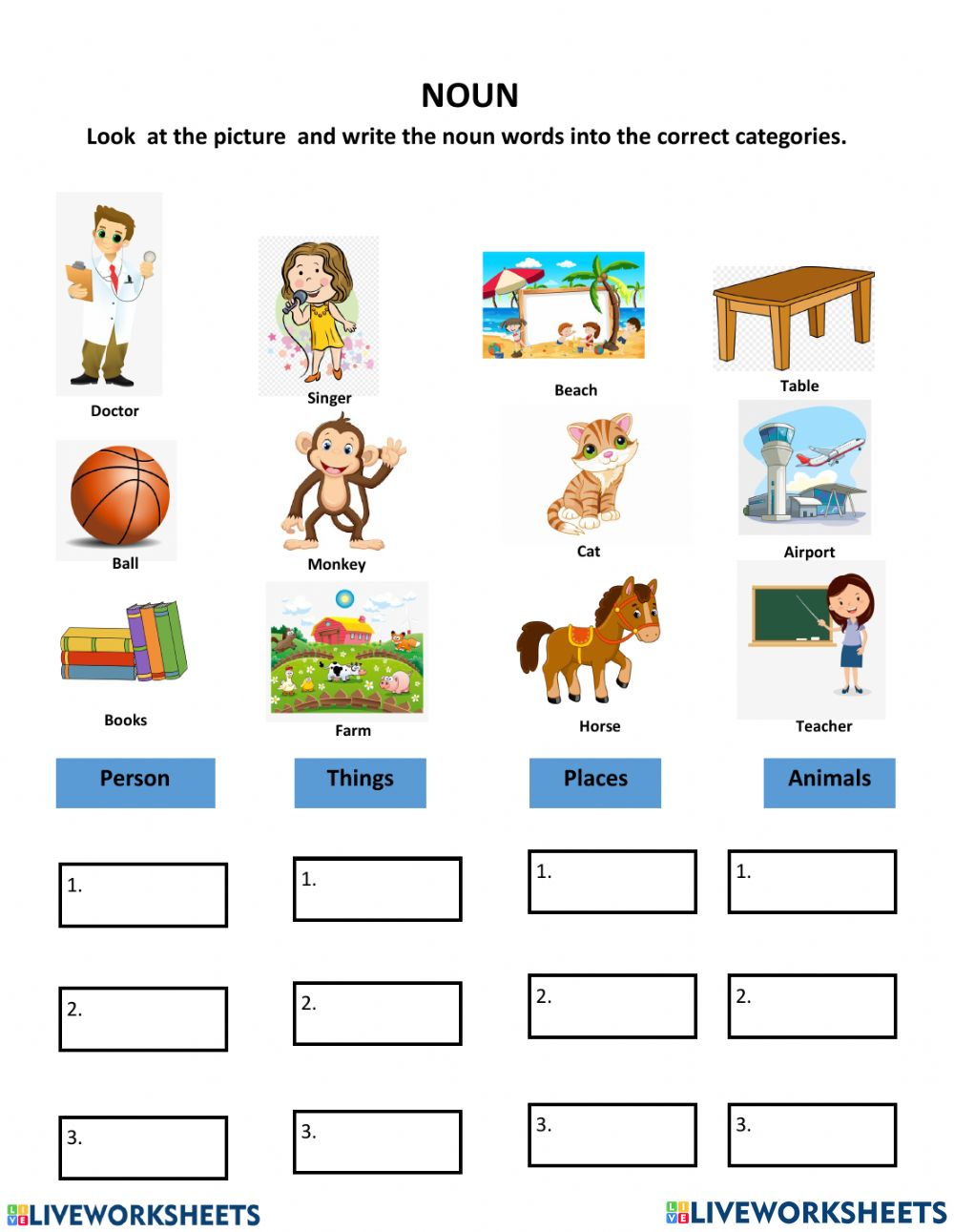 Nouns Online Exercise For GRADE 3