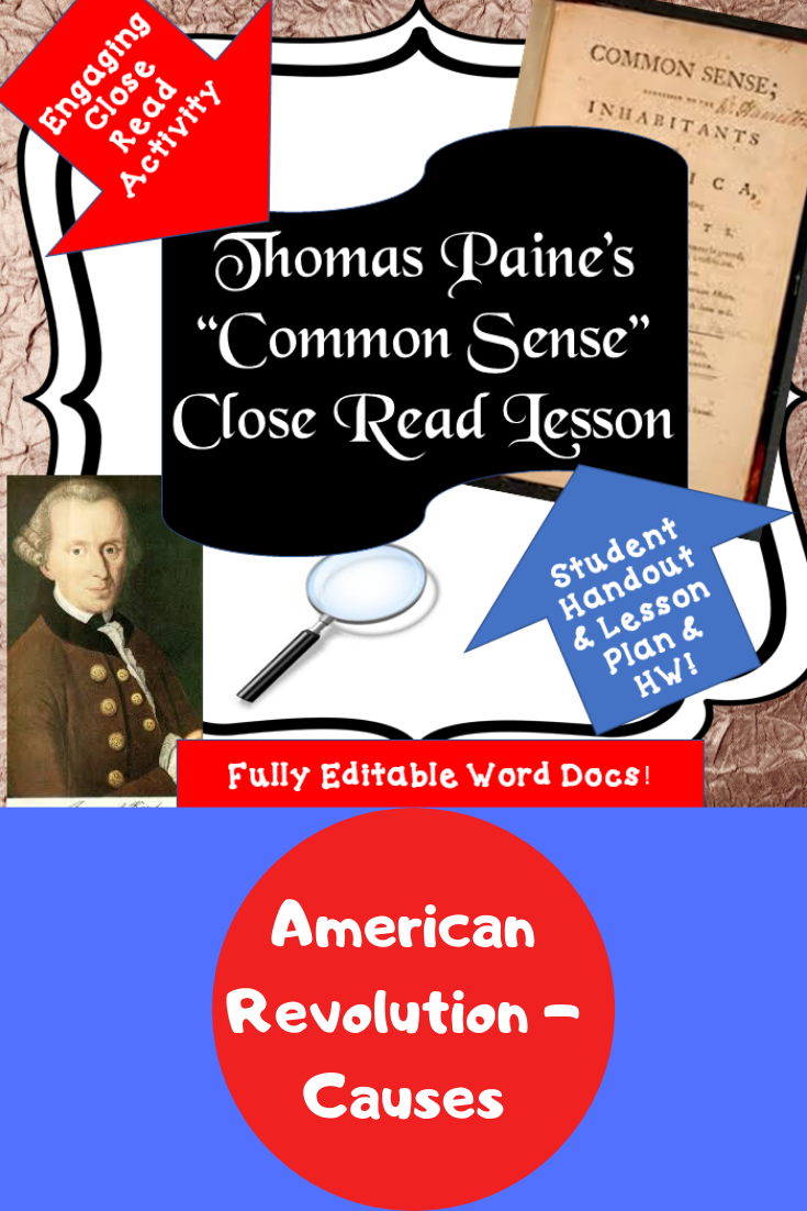 Paine s Common Sense Editable Lesson Plan Common Sense Thomas Paine 