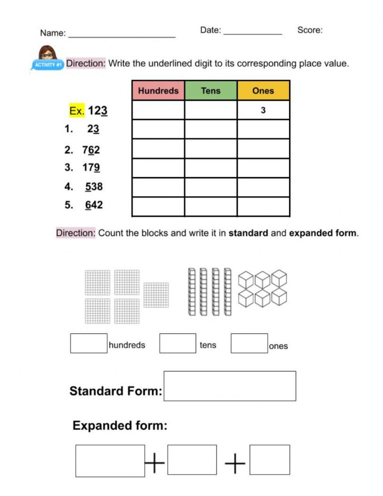 Place Value Worksheet For GRADE 2 Common Core Worksheets