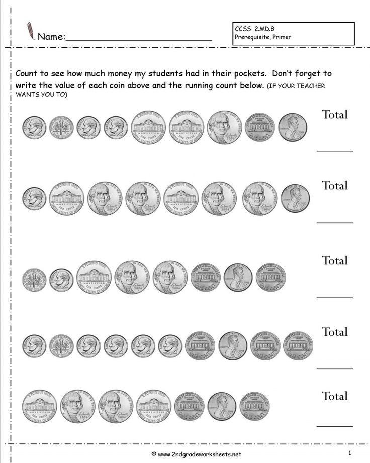 Printable 2nd Grade Common Core Math Worksheets Money Worksheets