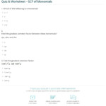 Quiz Worksheet GCF Of Monomials Study